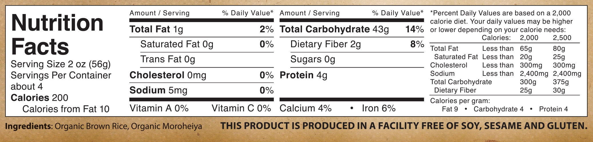 Products throughout Nutrition Facts Brown Rice